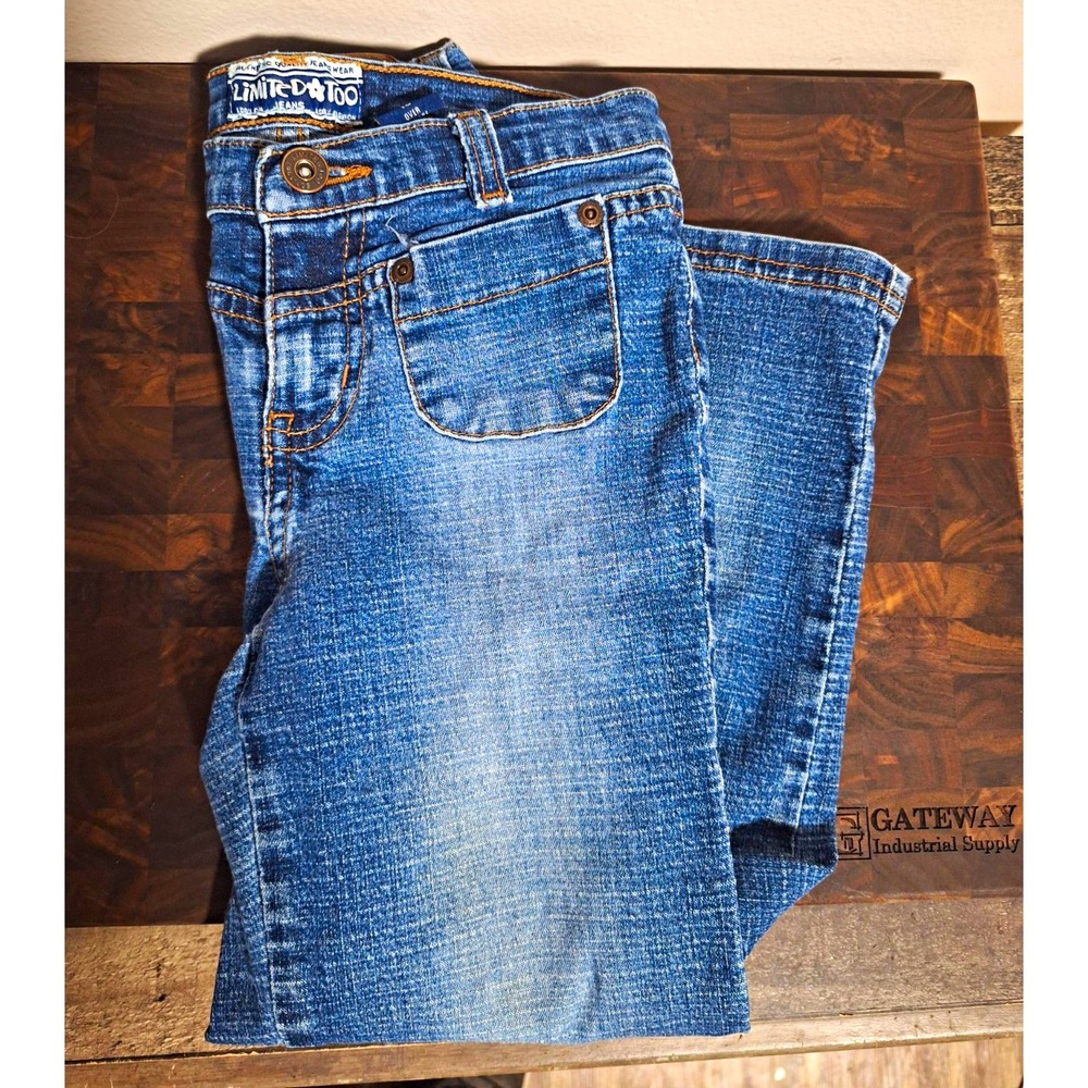 Vintage Y2K Limited Too Girls Size 10 Medium Wash Stretch Denim Patch Pockets